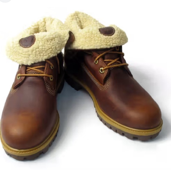 Timberland Men’s sherpa fleece lined Size 10.5 Dark Oiled Brown leatherEUC - Picture 2 of 10